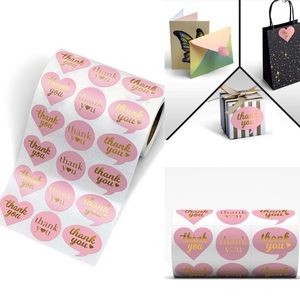 1000 1.5" Heart Circle Bubble Shape Thank You Adhesive Label Sticker 1-1/2 Inch